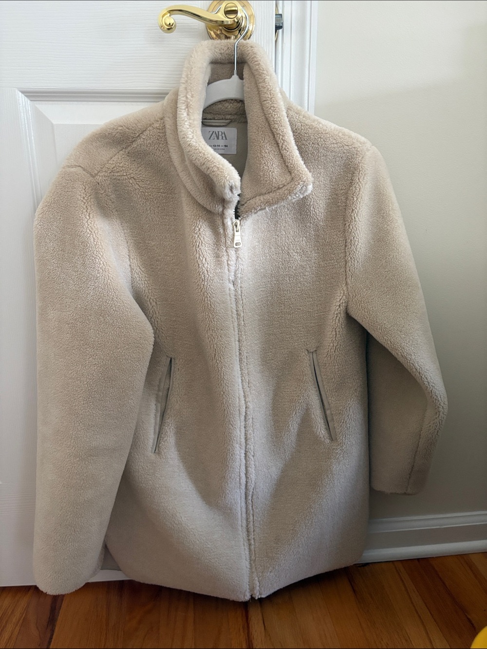 ZARA Beige Faux-Shearling Teddy Jacket